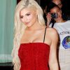 Kylie Jenner for dinner in NYC in a hot red mini dress